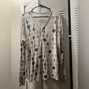 Little sleepies Luna Neutral long sleeve PJ Top